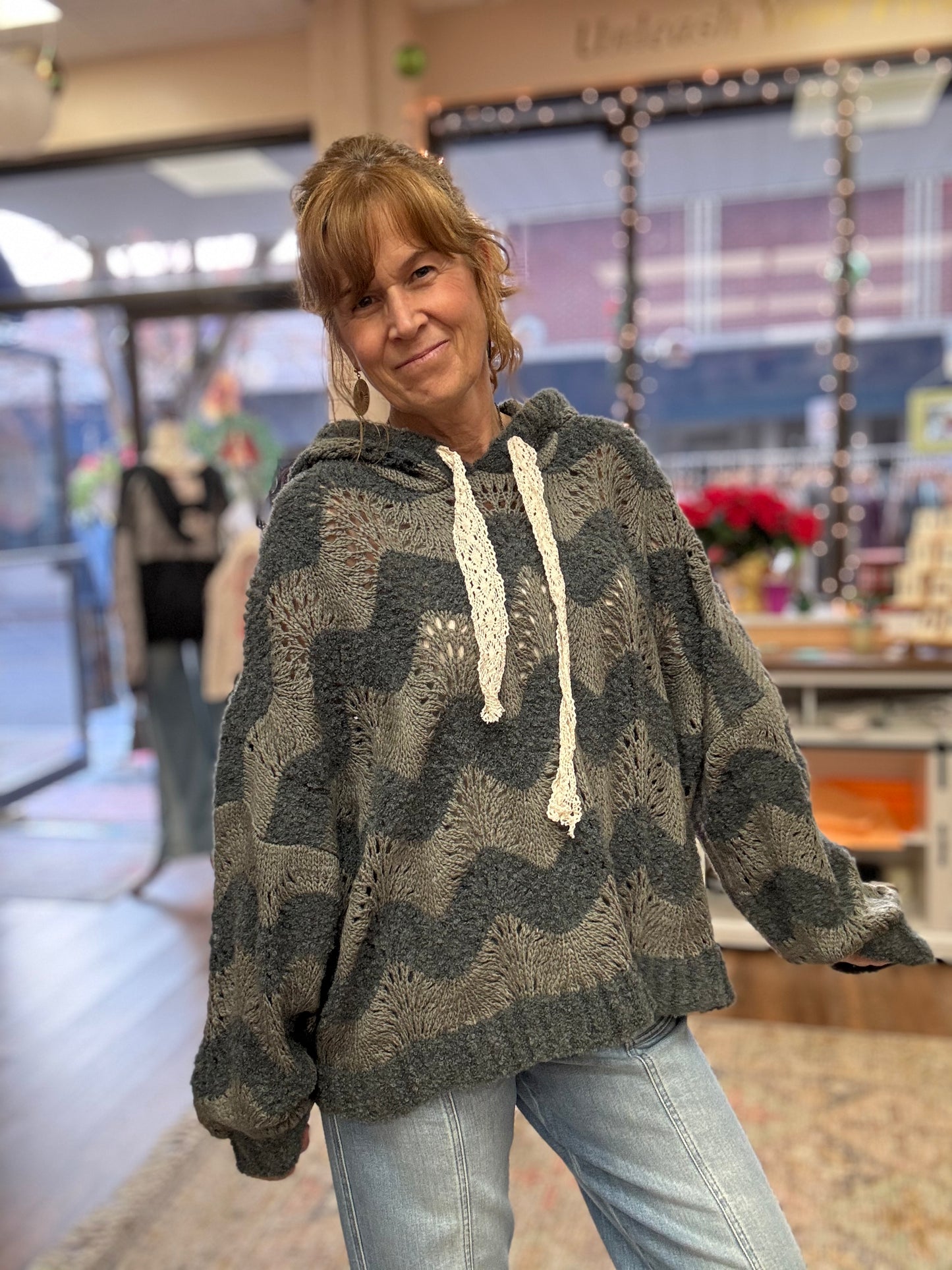 Striped Balloon Pullover Hoodie Sweater