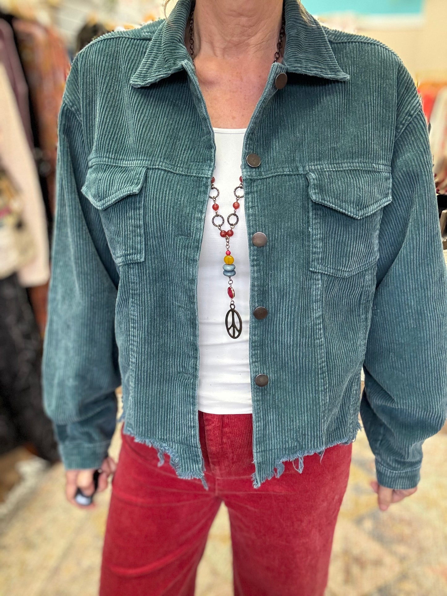 Washed Corduroy Button Jacket