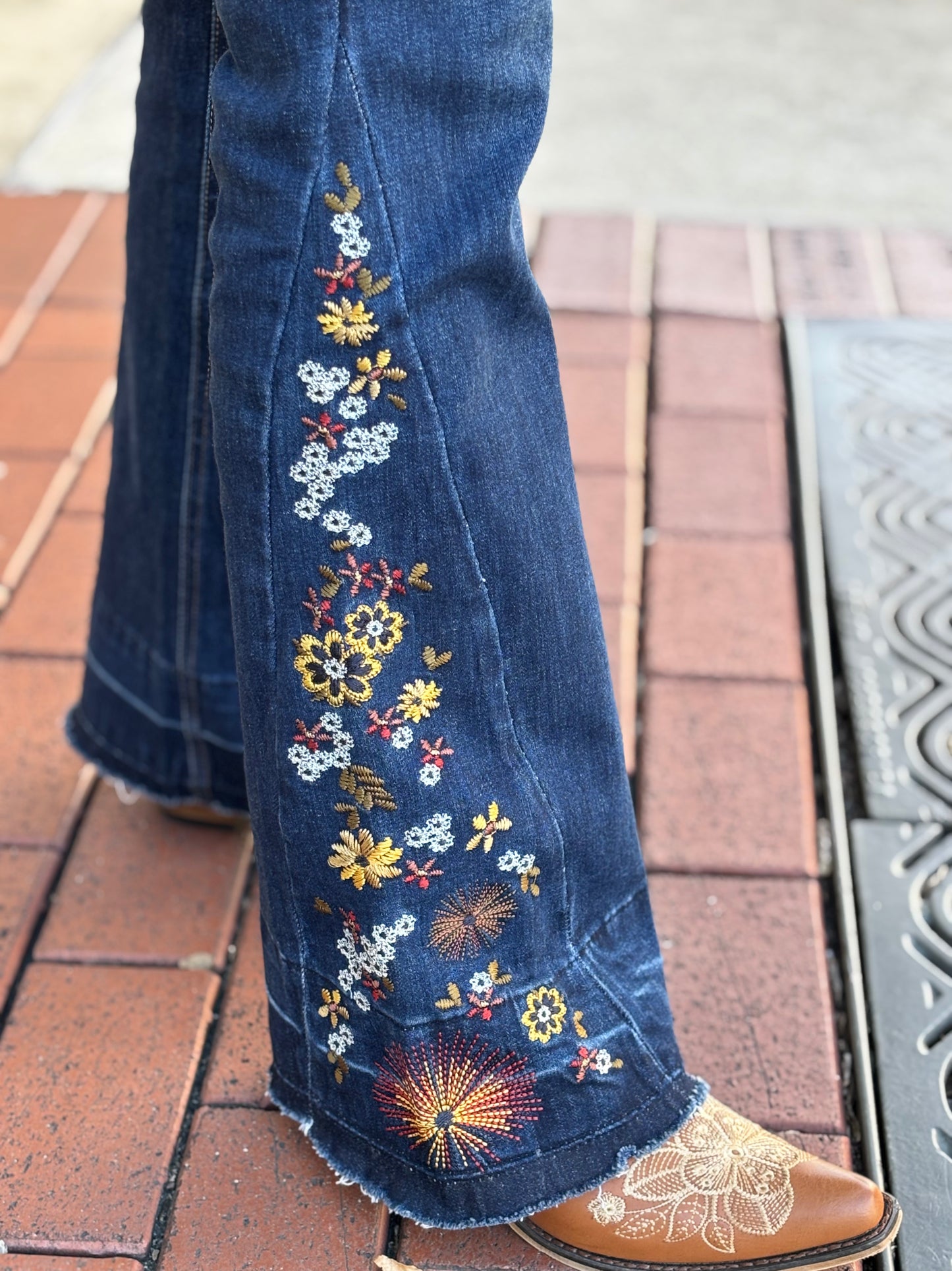 High Rise Embroidered Bootcut