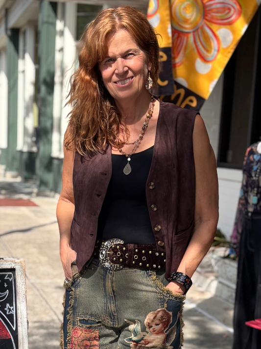 Subtle Vegan Metallic Leopard Trim Vest