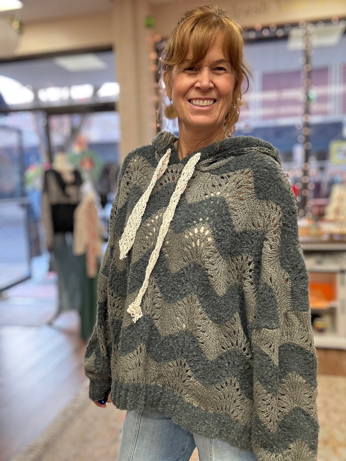 Striped Balloon Pullover Hoodie Sweater