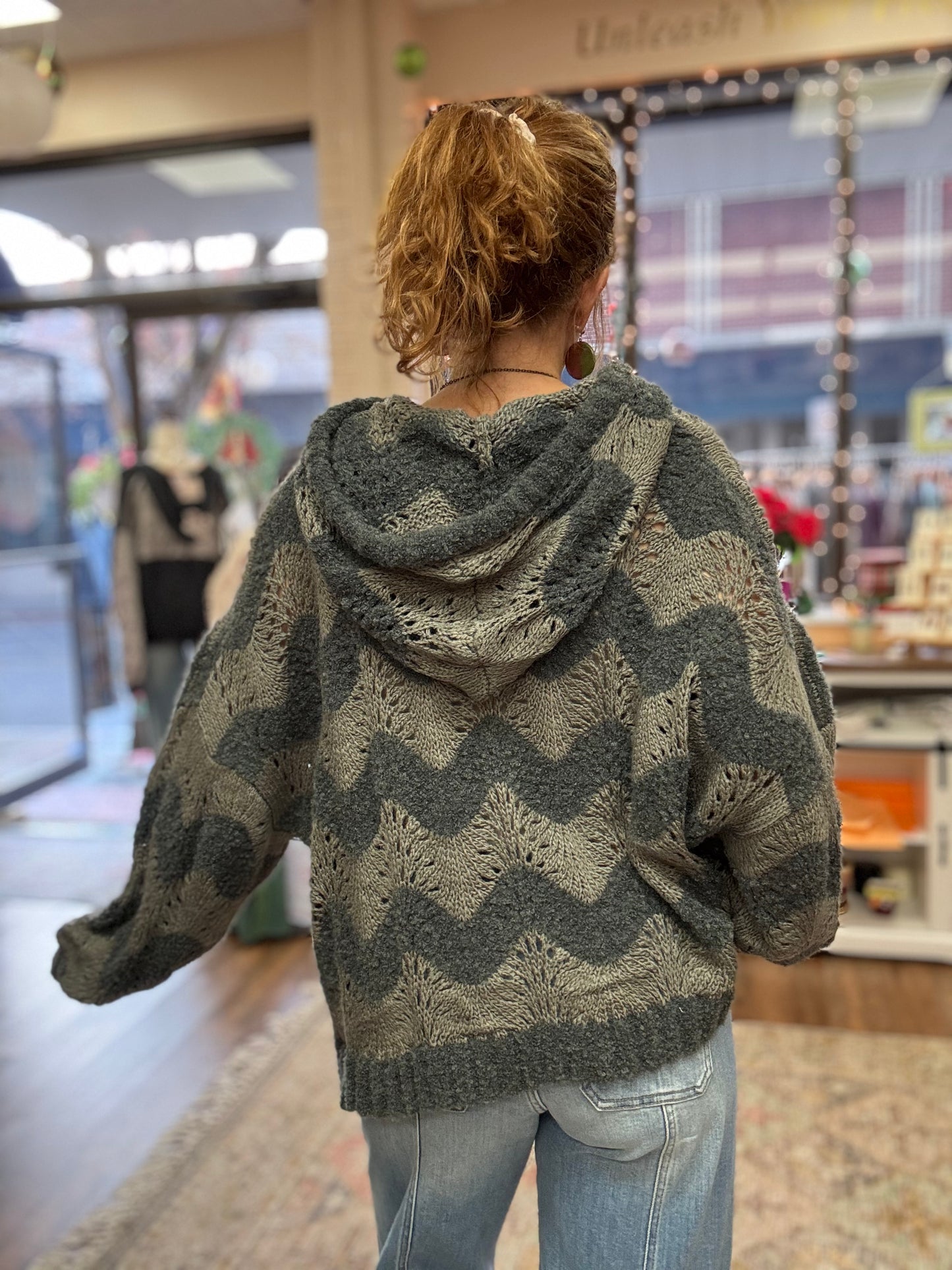 Striped Balloon Pullover Hoodie Sweater