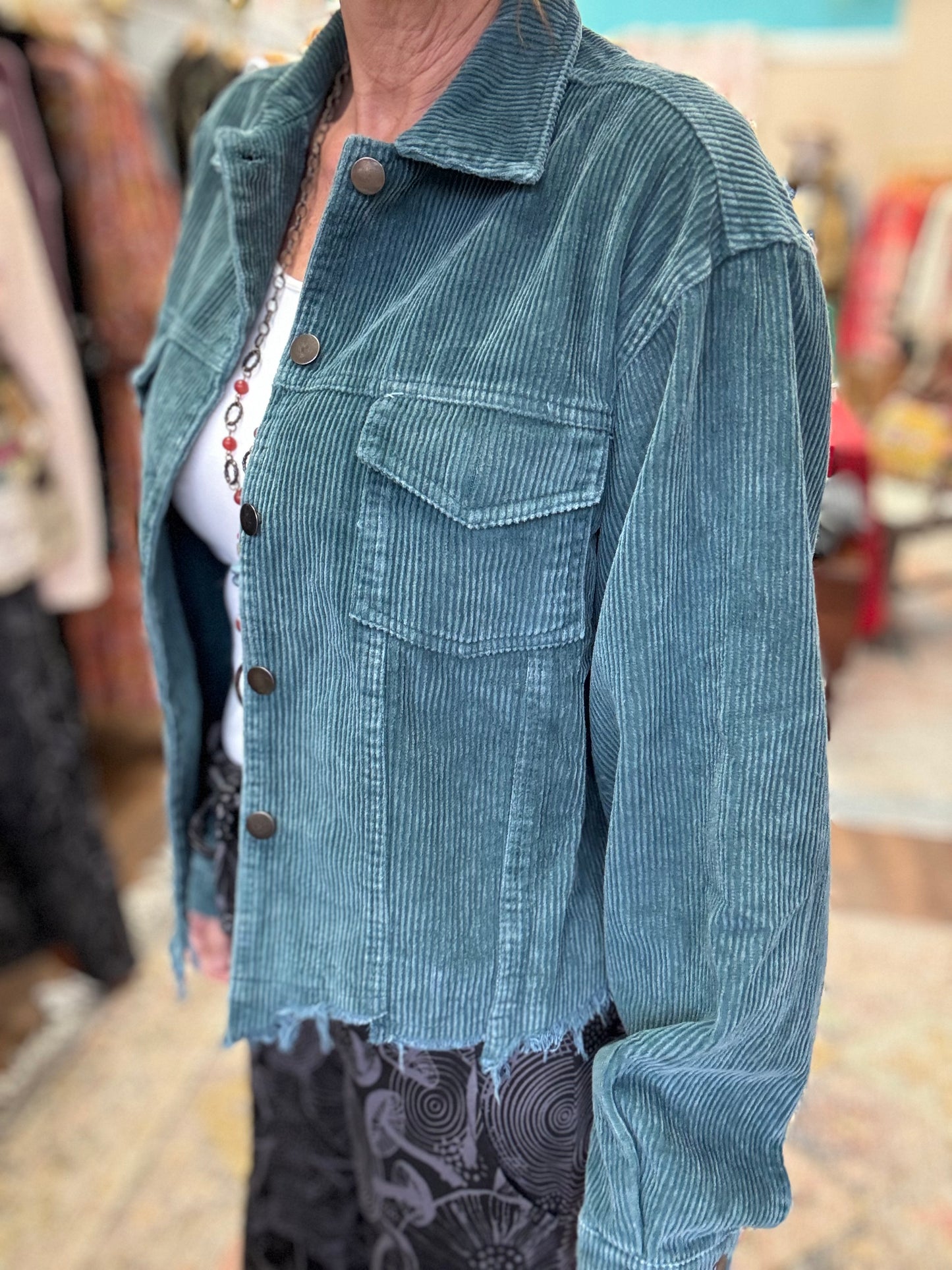 Washed Corduroy Button Jacket