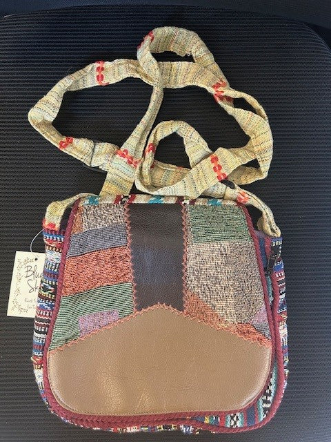 Woven Patchwork Flap Bag