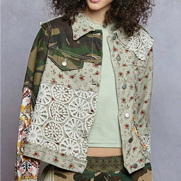 Camo Floral Patchwork Jacket