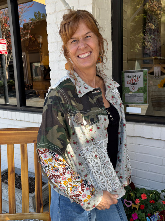Camo Floral Patchwork Jacket