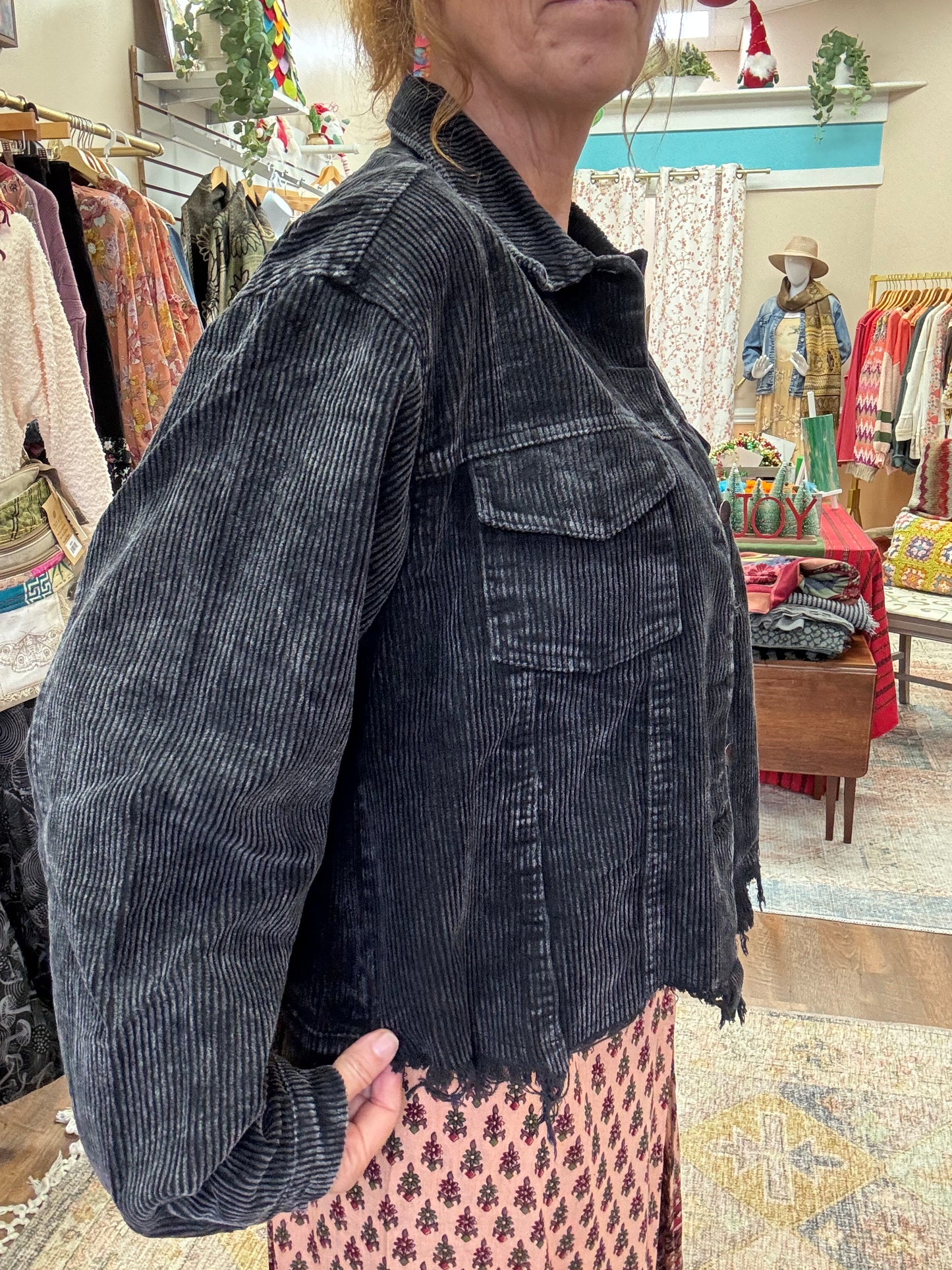 Washed Corduroy Button Jacket