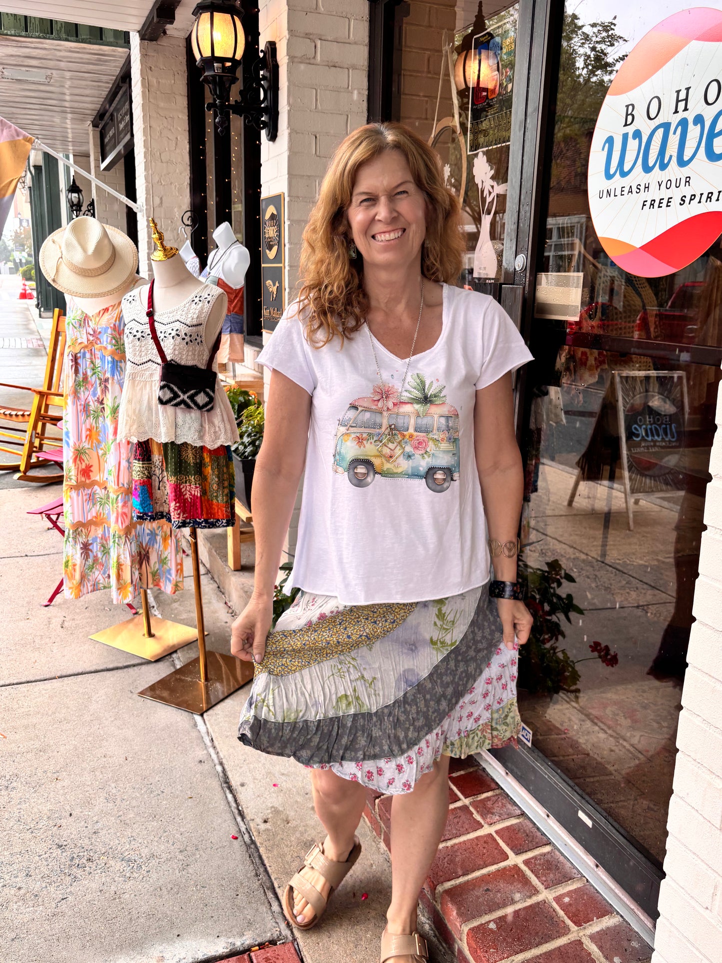 Grey Multi-Floral Boho Skirt