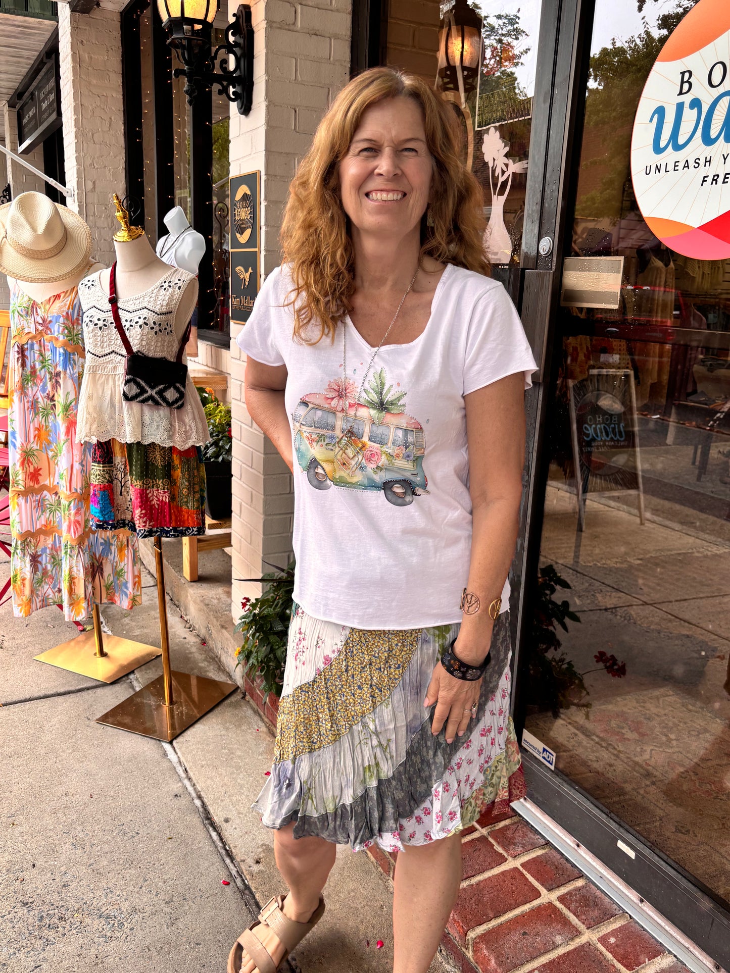 Grey Multi-Floral Boho Skirt