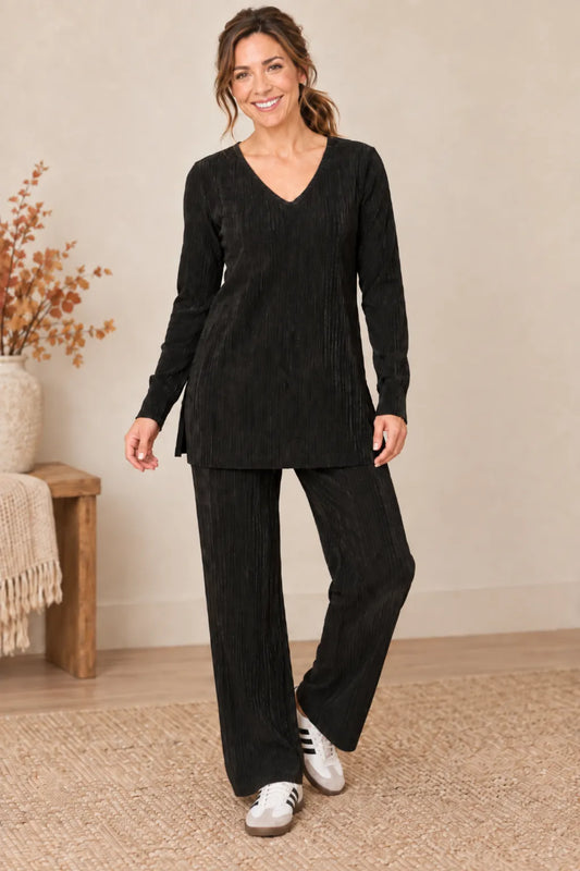 Mini Pleat V Neck Tunic Yop