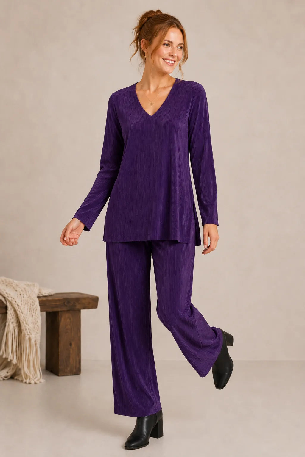 Mini-Pleat Pull On Pant