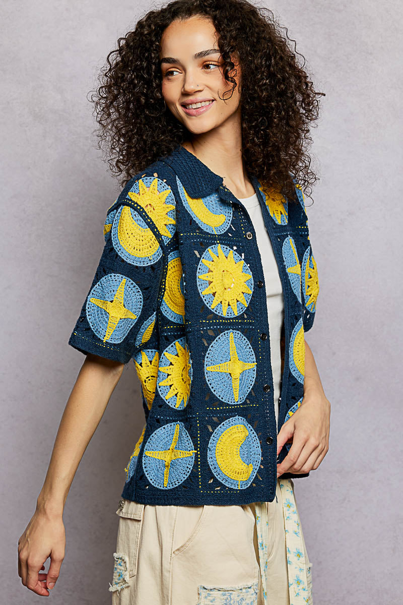 Short sleeve crochet top