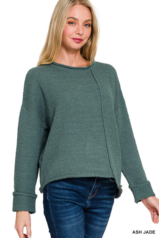 Cozy Ribbed Knit Boho Pullover