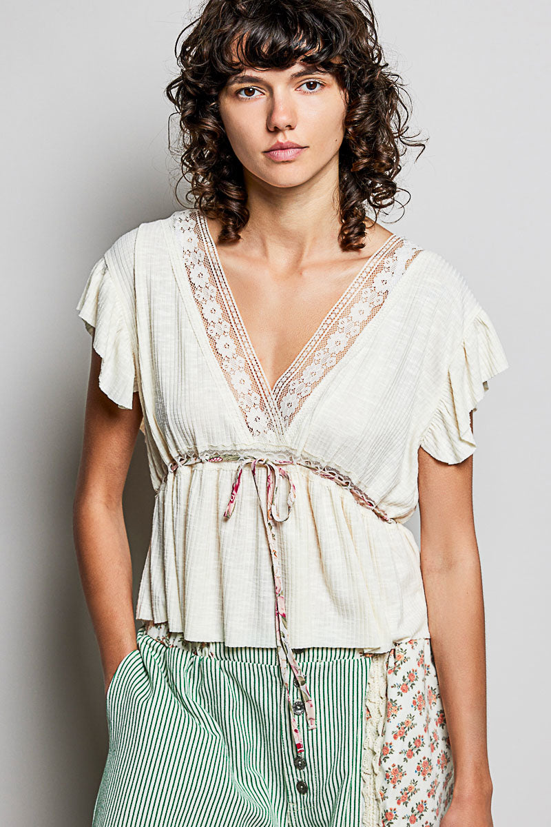 V-neck sleeveless regular-fit ribbed top
