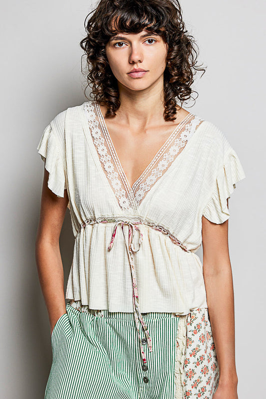 V-neck sleeveless regular-fit ribbed top