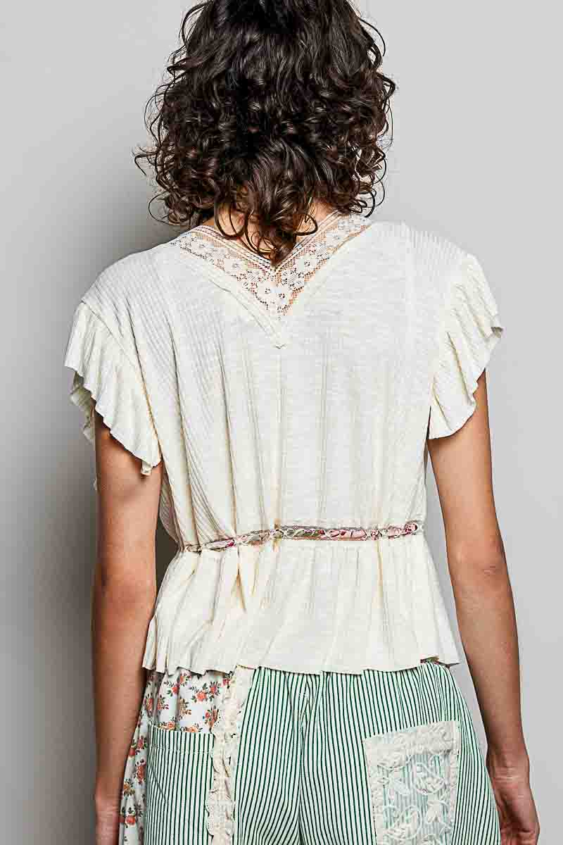 V-neck sleeveless regular-fit ribbed top