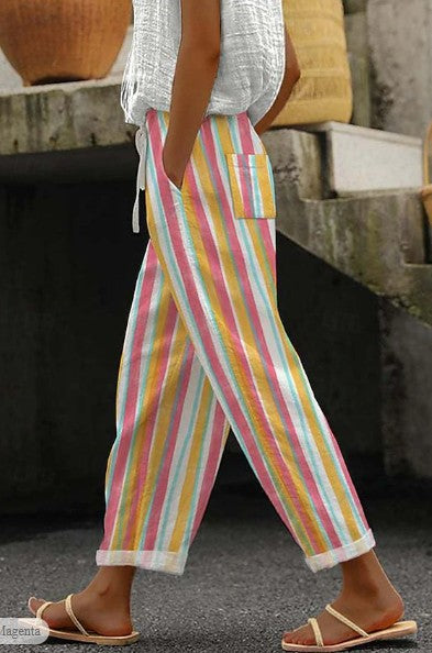 Umgee Pants Striped Linen