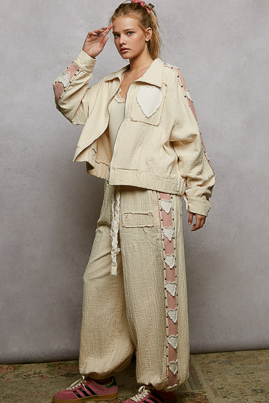 Boho Patchwork Heart Jogger Pants