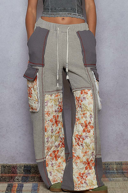 Relaxed Thermal Quilted Floral Pants