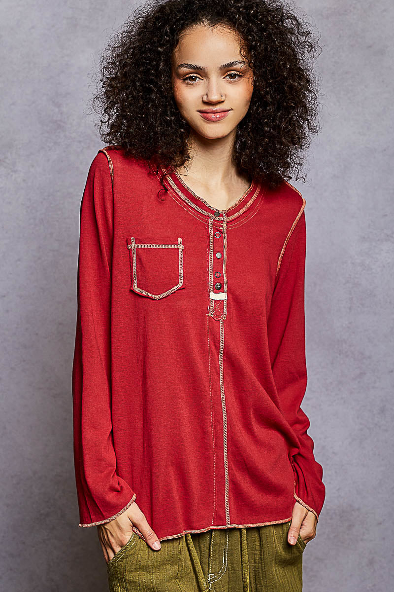 Boho Stitch Detail Jersey Top