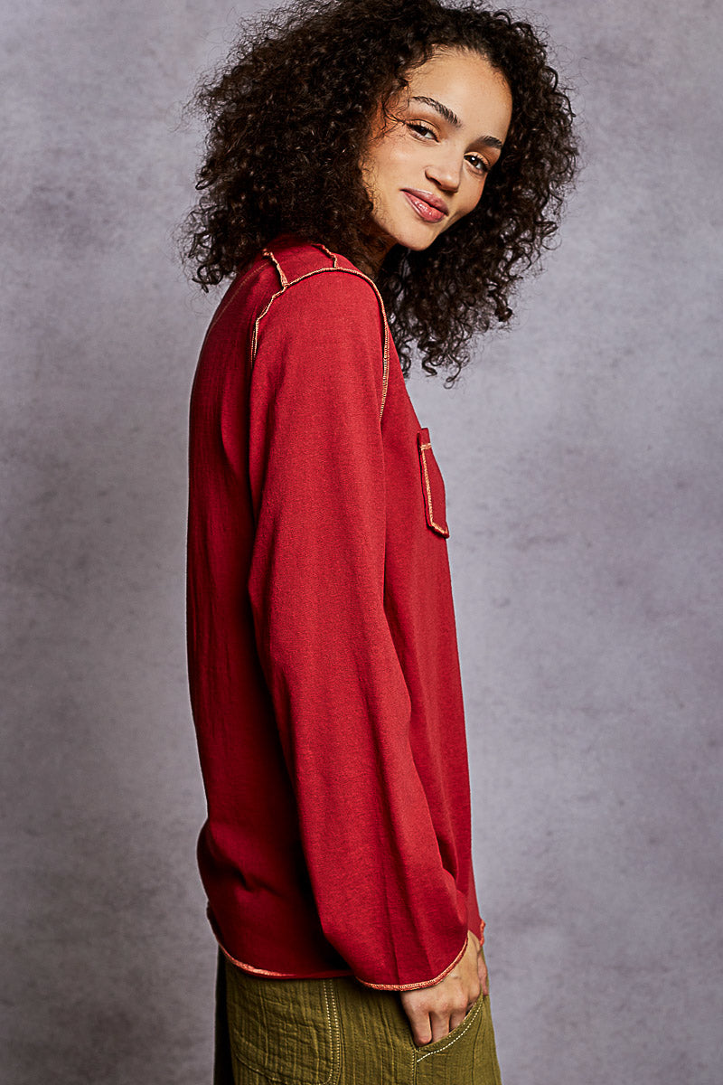 Boho Stitch Detail Jersey Top