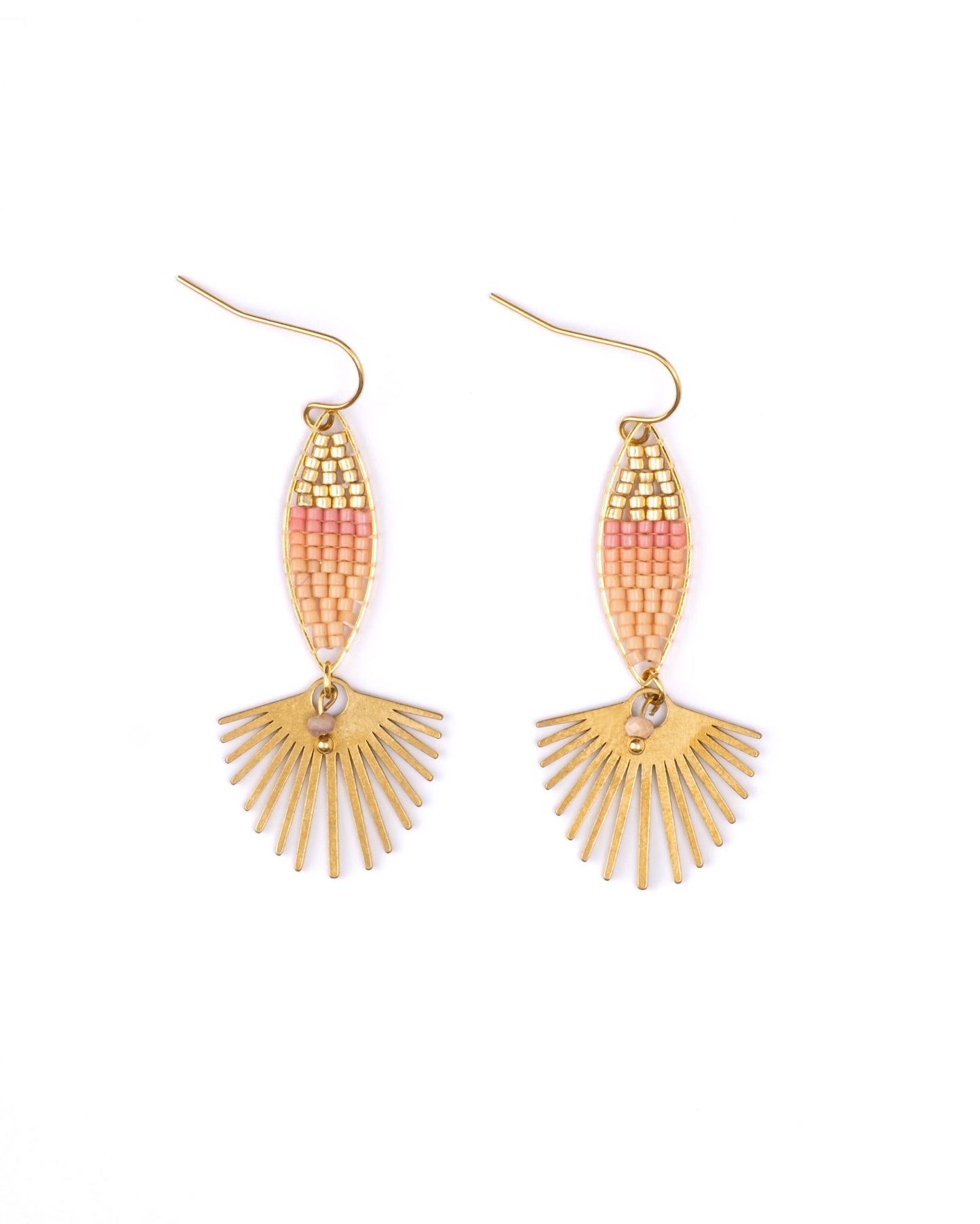 Beaded Handwoven Cotton Candy Dangle Earrings (Blue)
