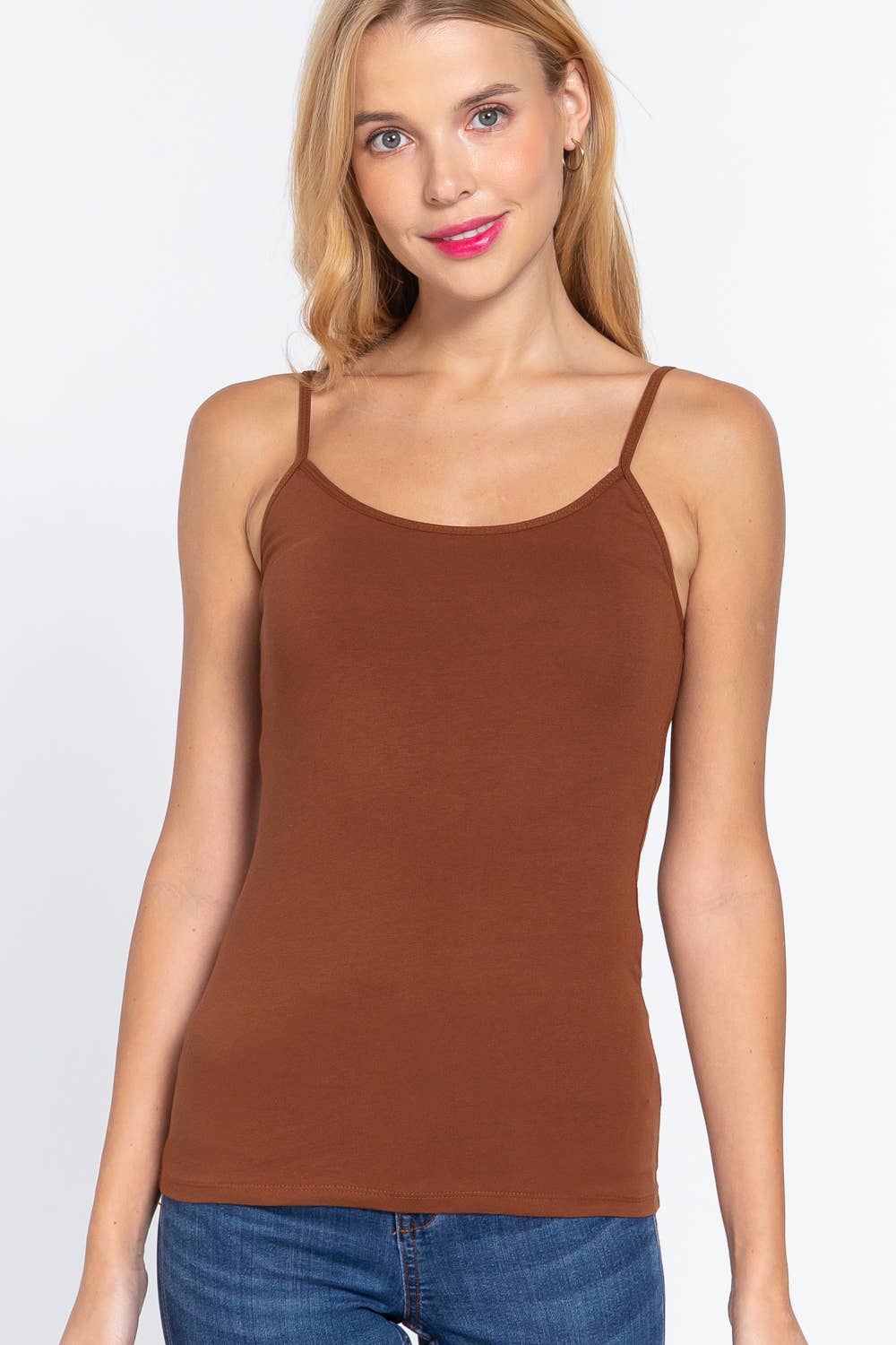 Basic Adjustable Spaghetti Strap Cropped Cami with Shelf Bra
