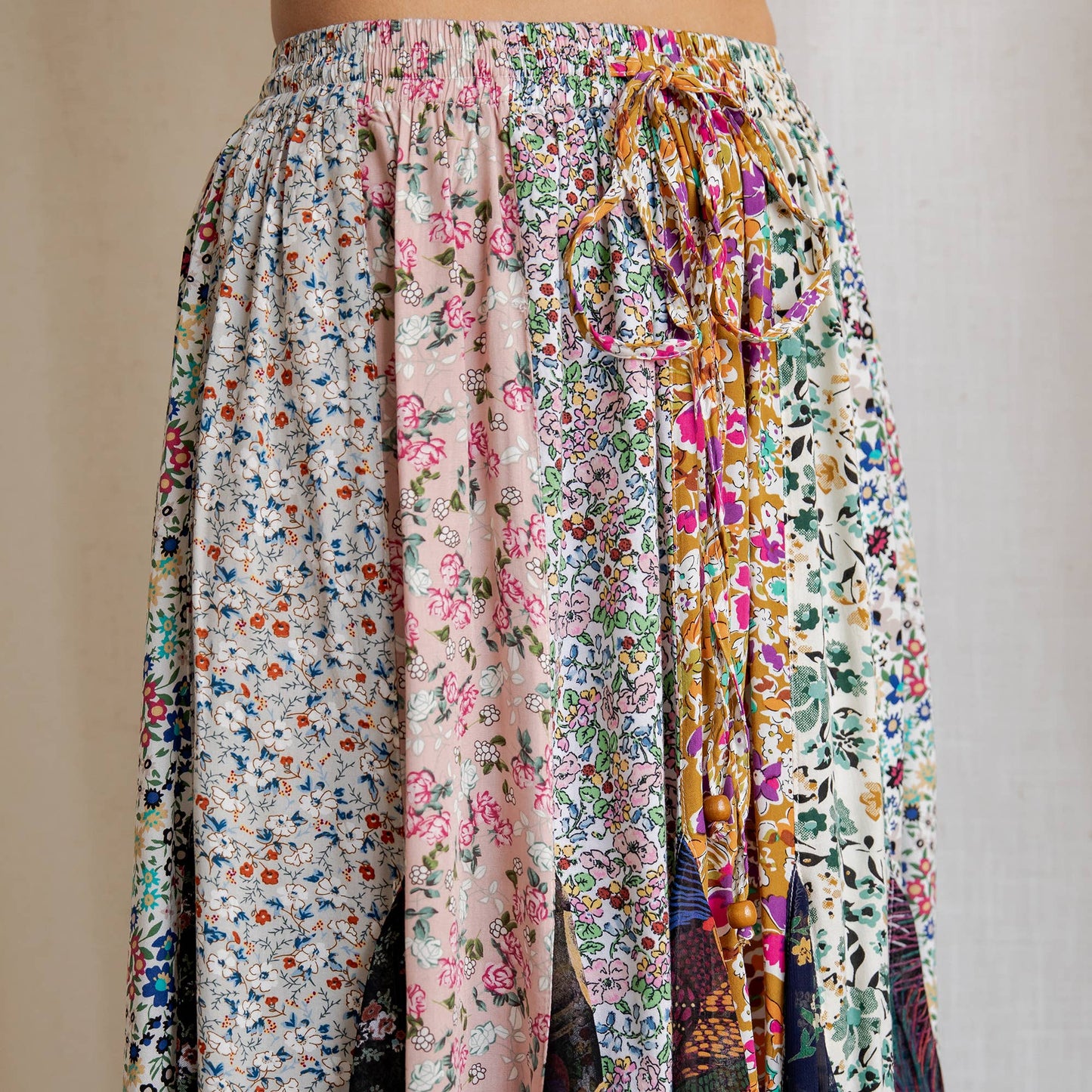 Artisan Bohemian Patchwork Handkerchief Maxi Skirt NEW