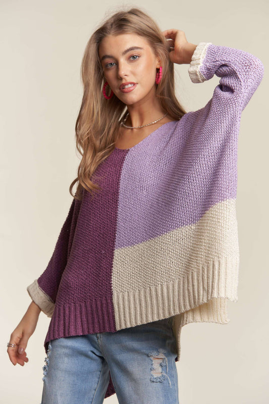 LIGHTWEIGHT COLORBLOCK SWEATER TOP