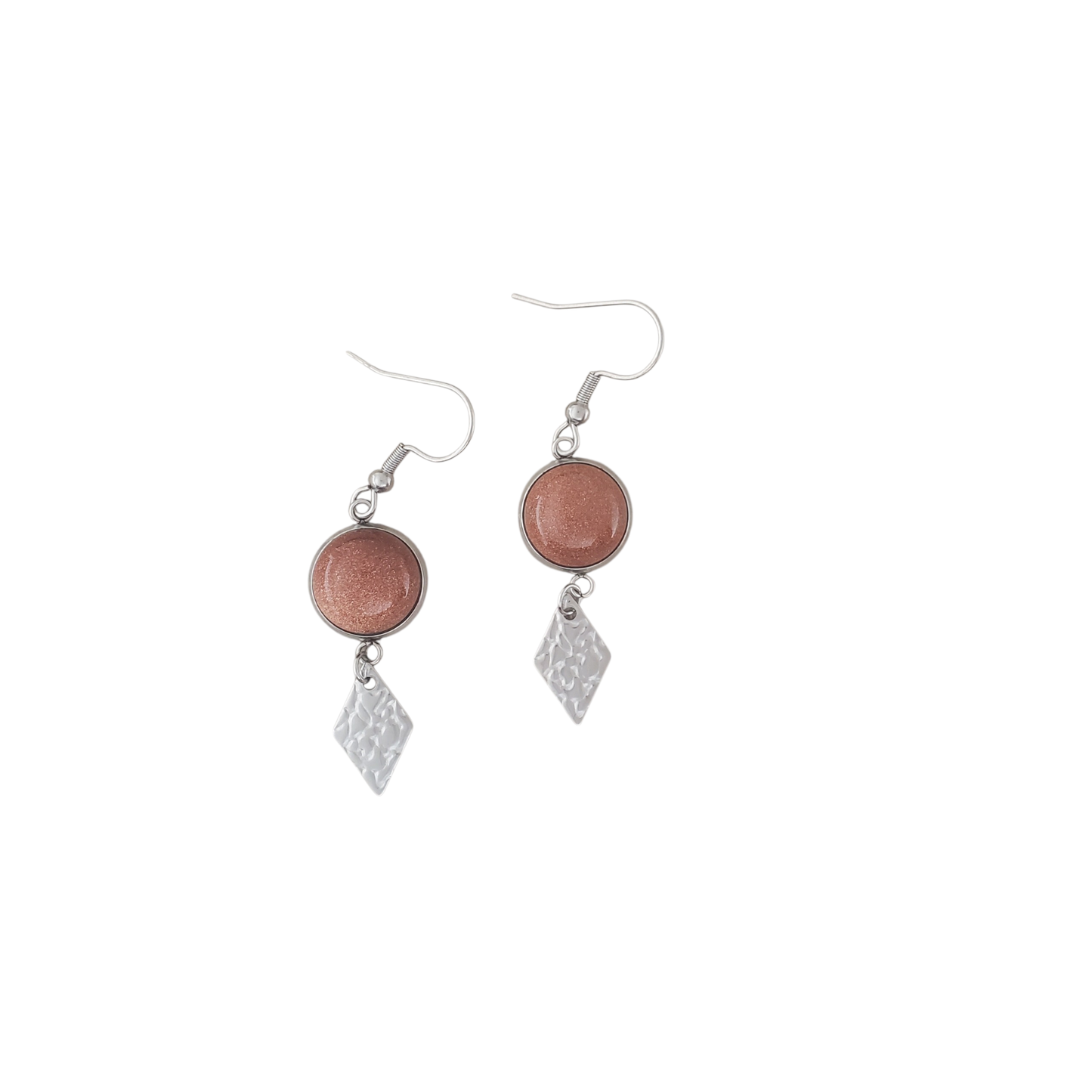 Glass Sunstone & Stainless Earrings