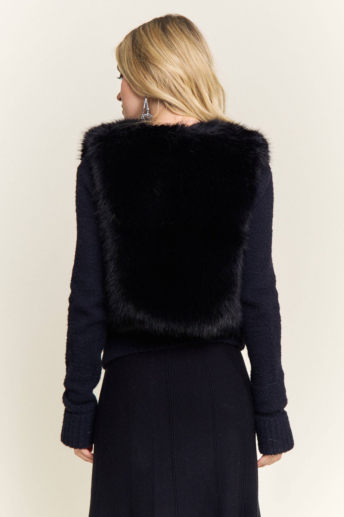 FAUX FUR OPEN FRONT CROP VEST