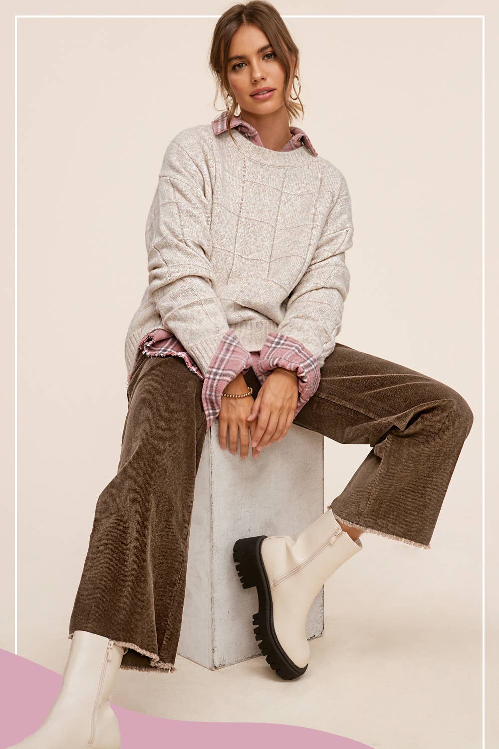 MCP4220-Mineral Washed High Waisted Wide Leg Corduroy Pants