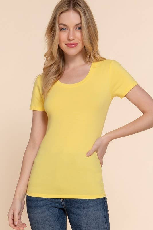 Short Sleeve Scoop Neck Cotton Jersey Top
