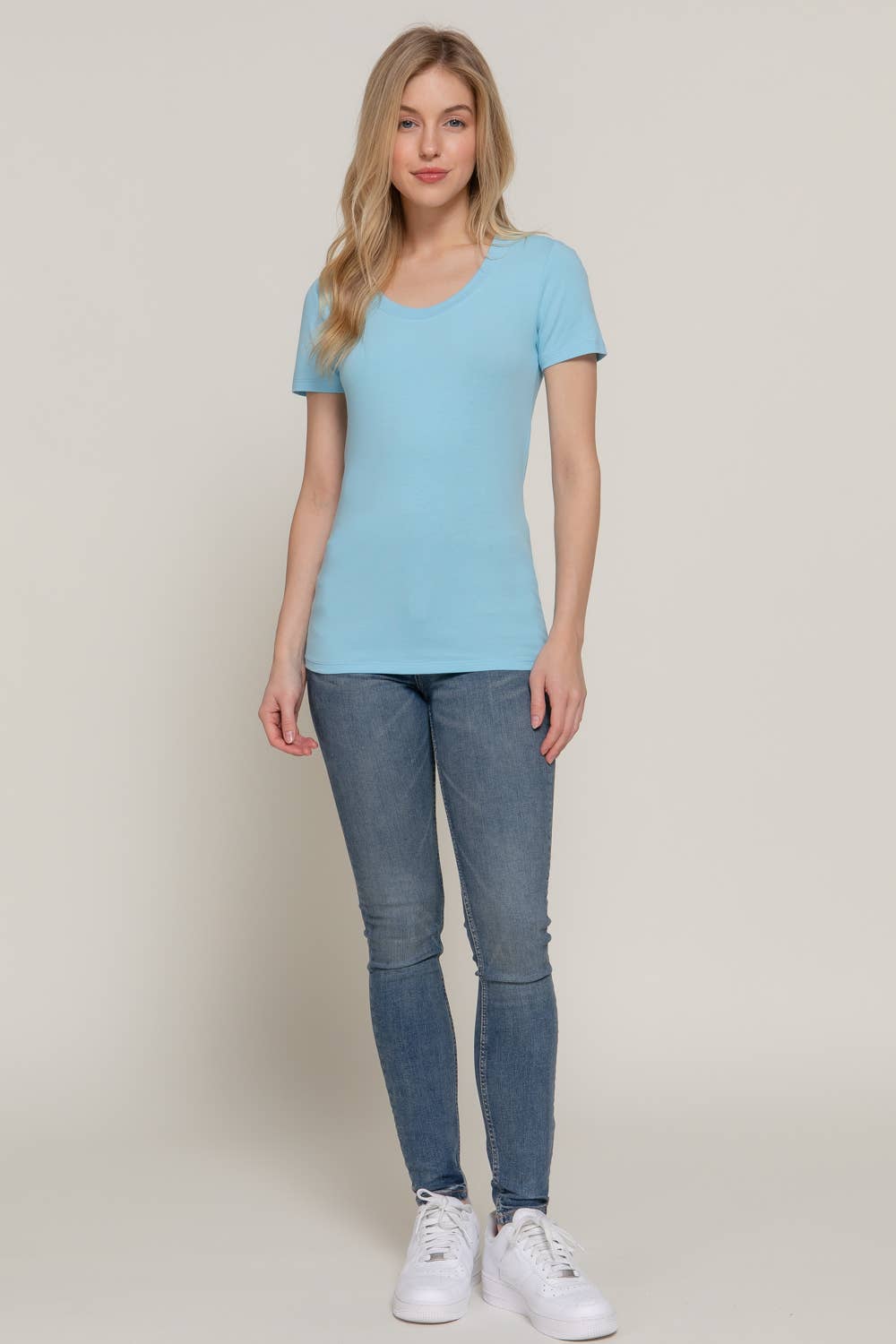 Short Sleeve Scoop Neck Cotton Jersey Top