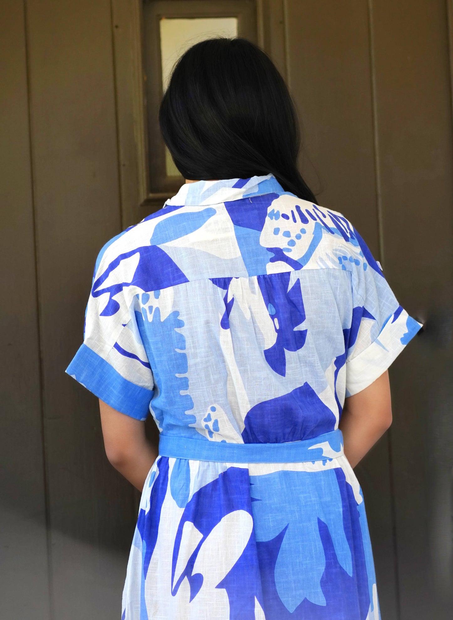Brigitte Abstract Print Dress Blue Multi 
