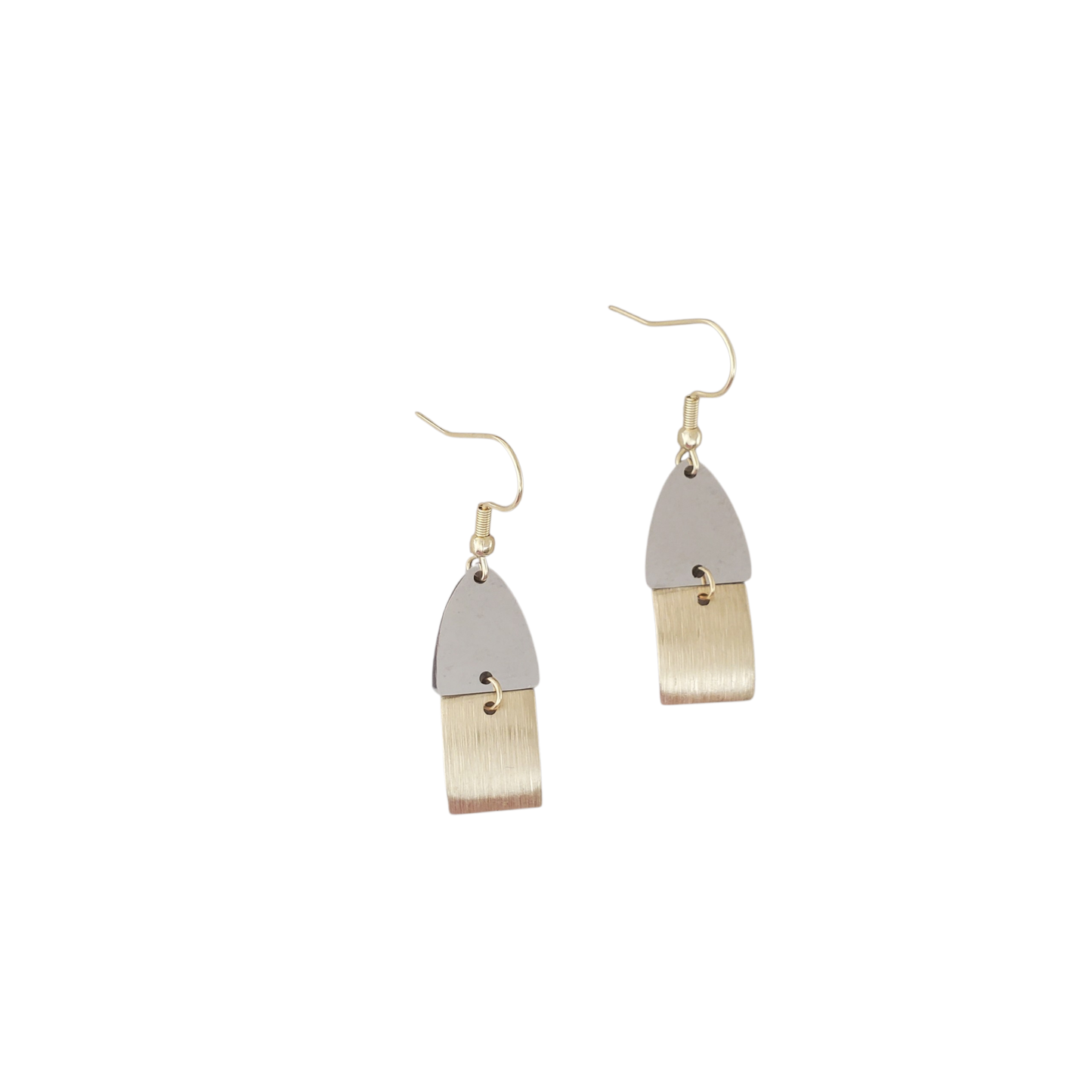 Brass Drop with Stainless Connector Earrings