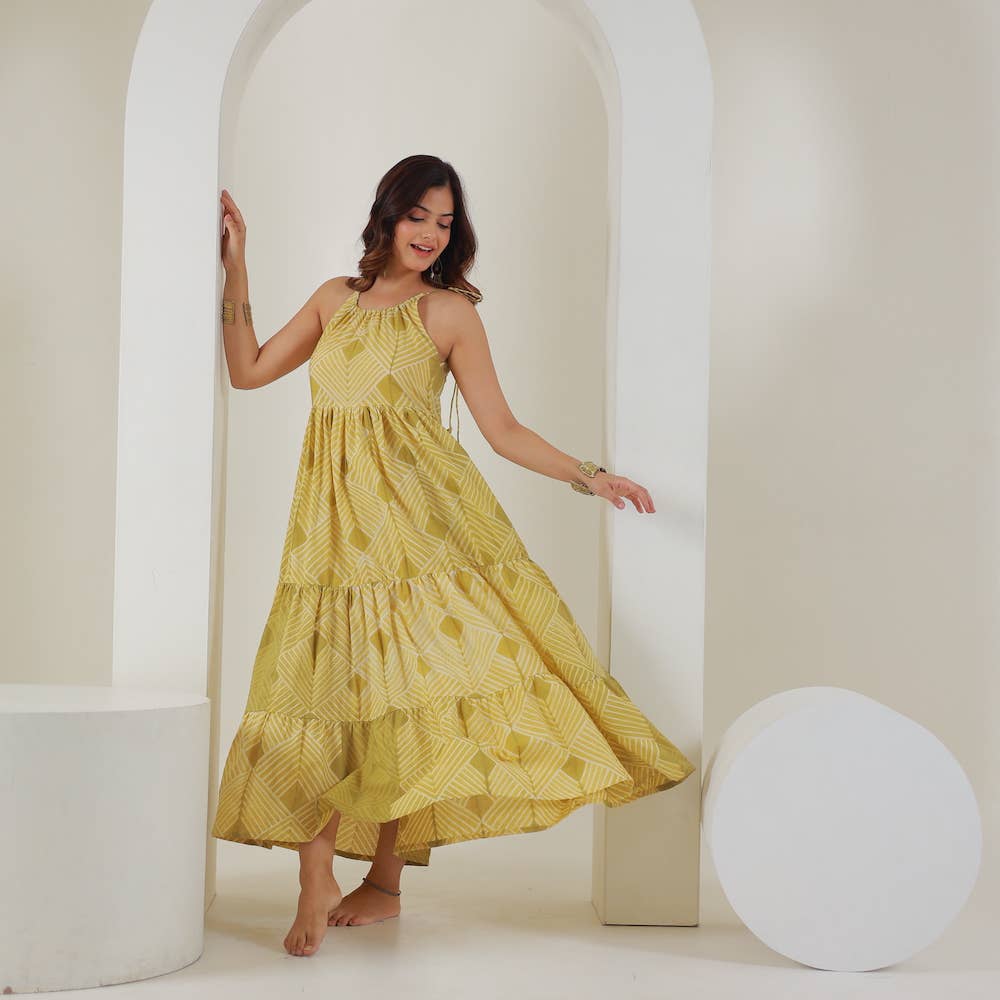 Shibori Hand-Dyed Maxi Dress (Udvita)