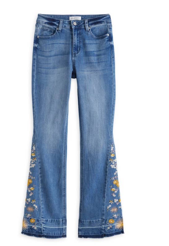 High Rise Embroidered Bootcut