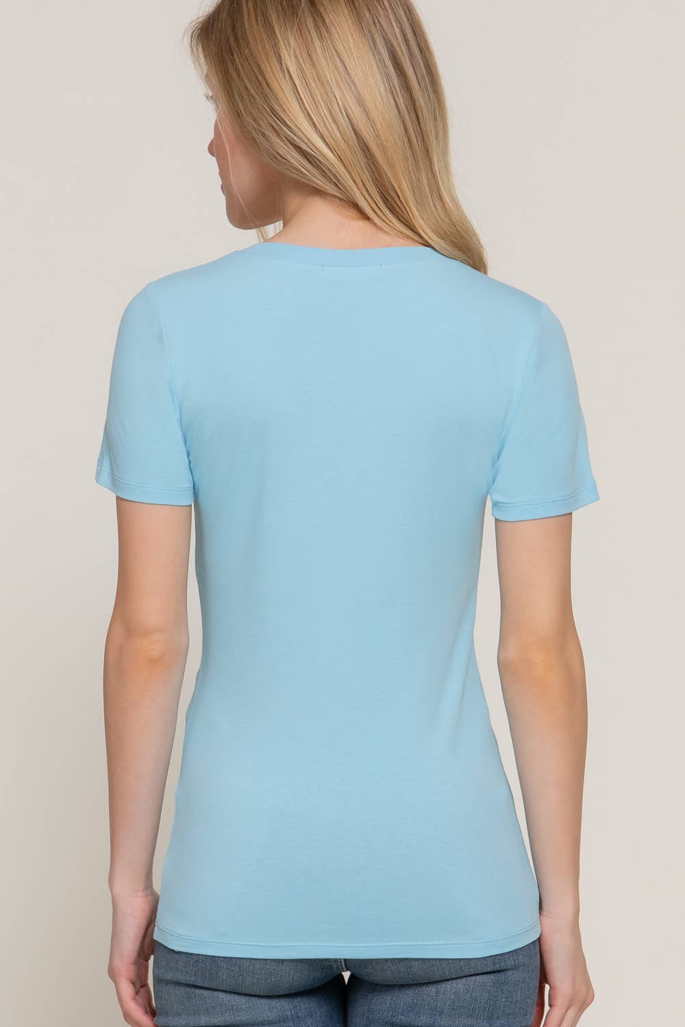Short Sleeve Scoop Neck Cotton Jersey Top