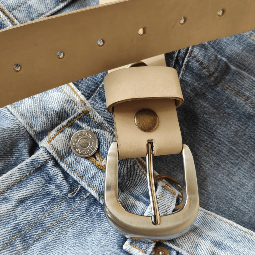 Cincho Beige Full Grain Leather Belt