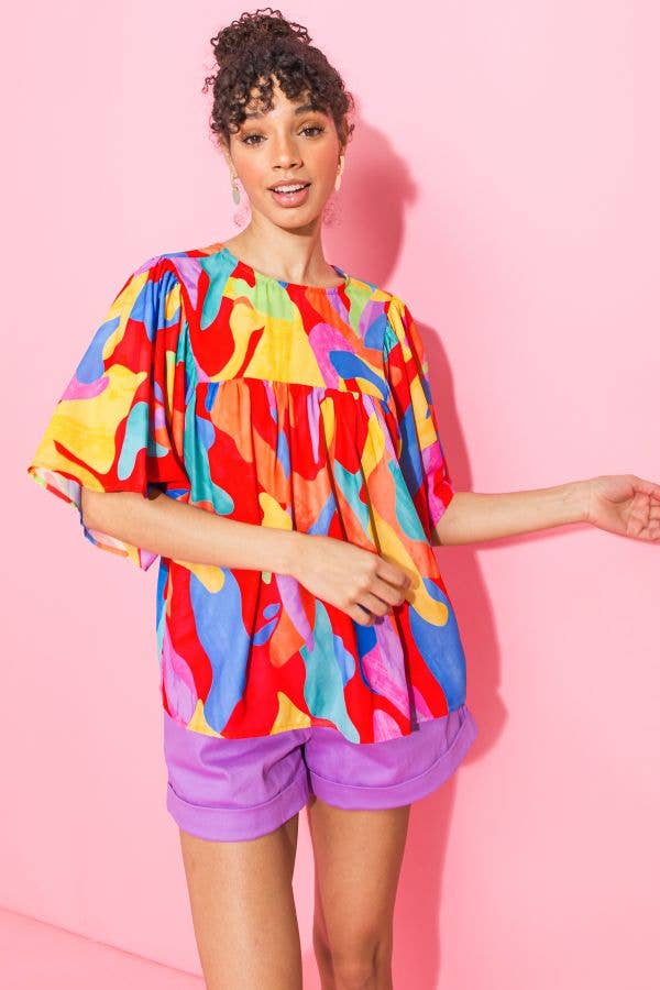 A printed woven top