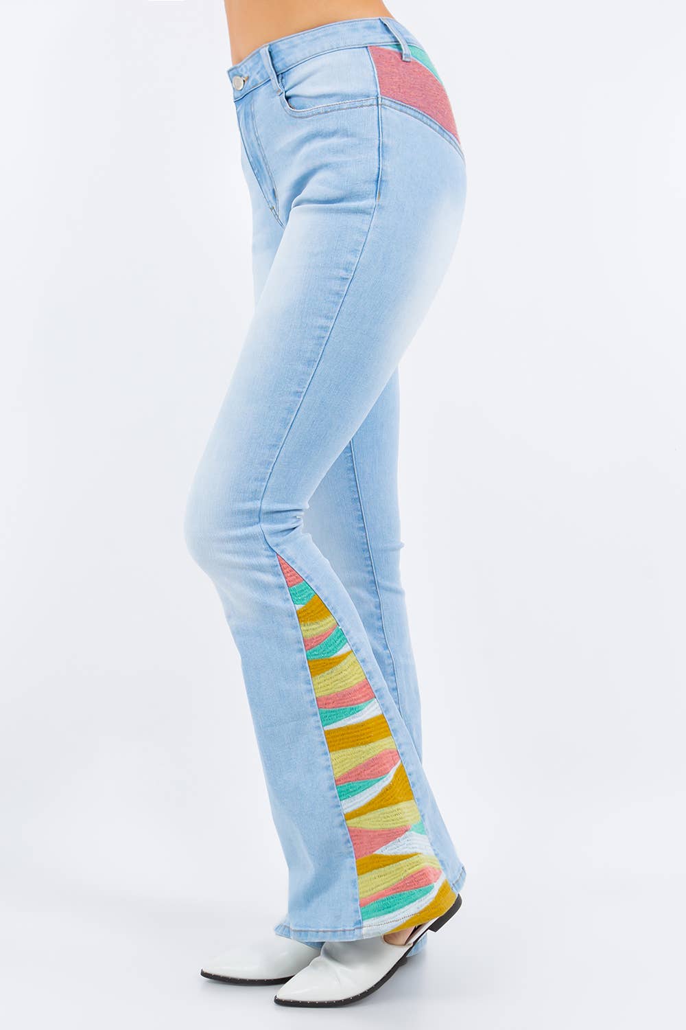Groovy Sunrise Embroidery Bellbottom Jeans