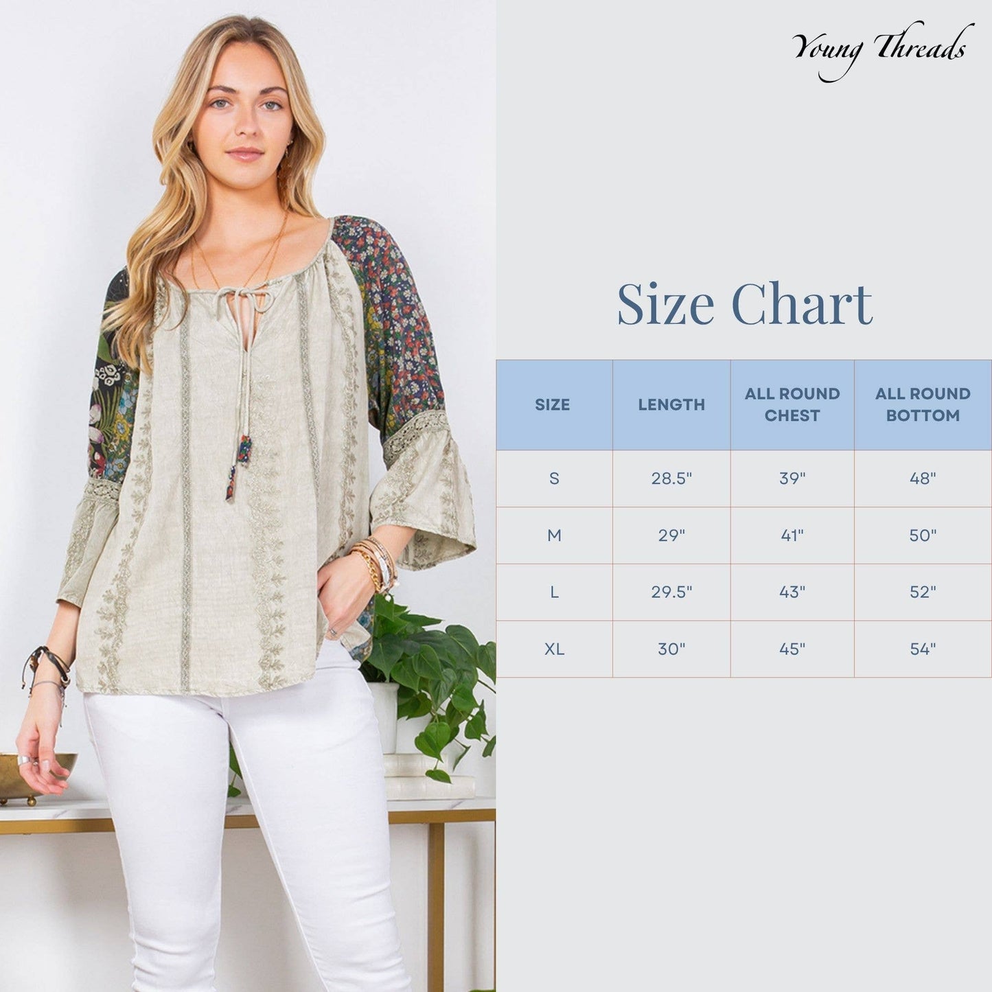 Enchanting Whimsy Overdyed Rayon Peasant Top With Embroidery