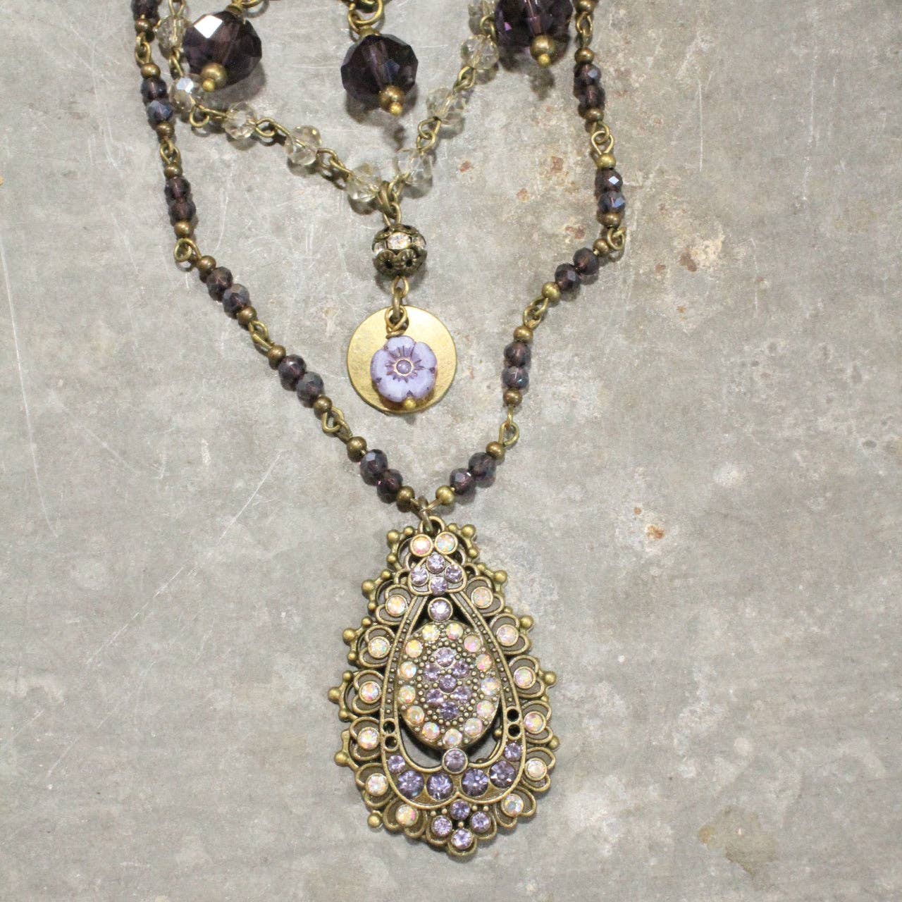 Rich In Purple Bling Layered Necklace