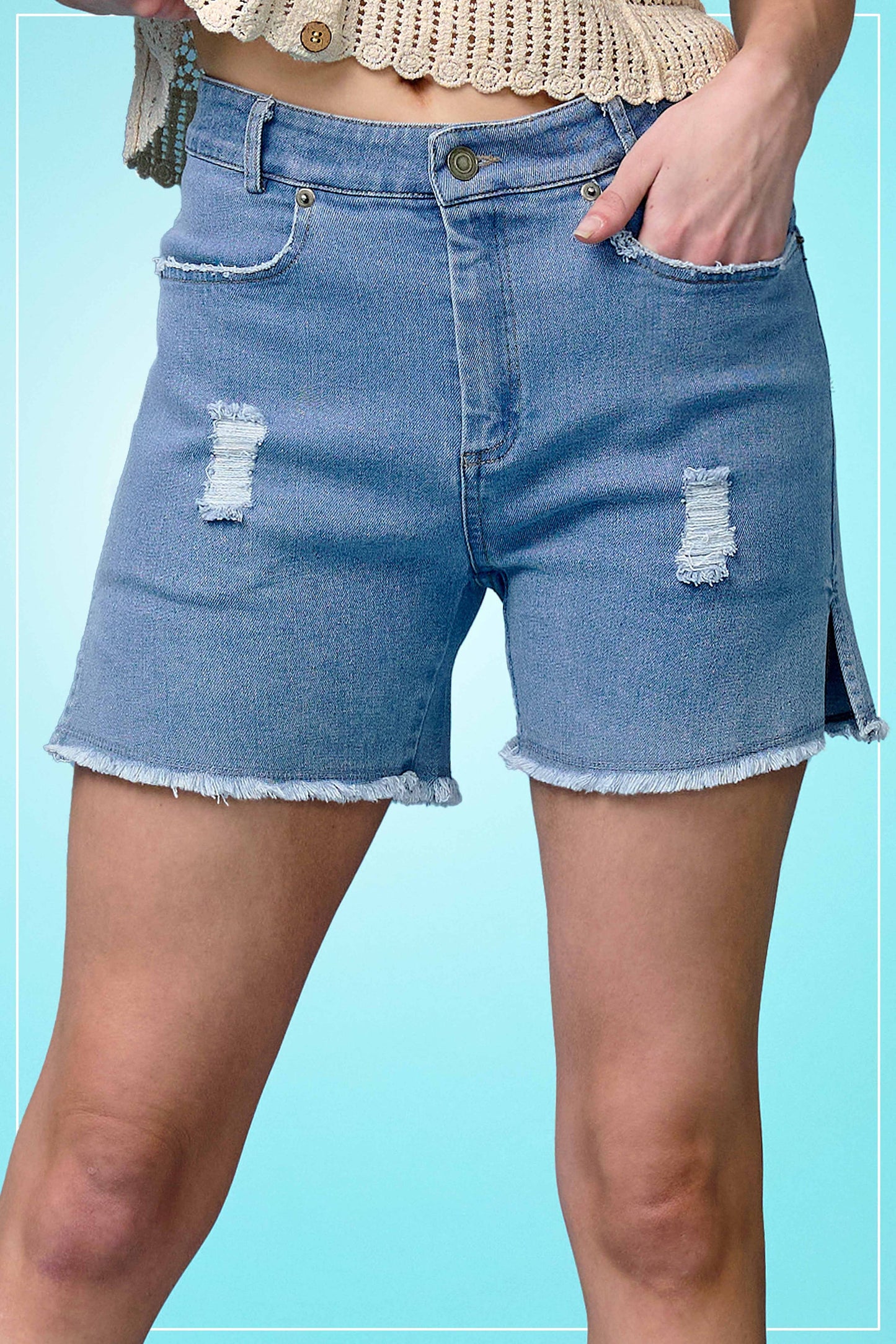 HCP4224-Basic Colored Denim Shorts Game Day Halloween