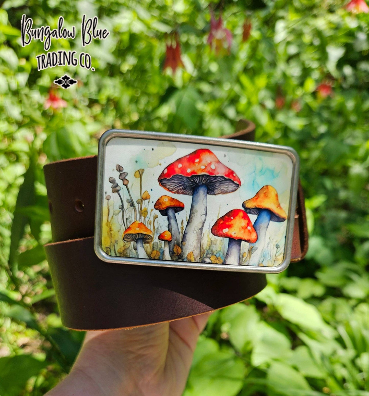 Vintage Cottage Mushroom Belt Buckle