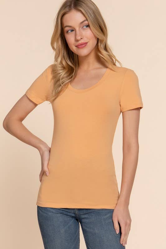 Short Sleeve Scoop Neck Cotton Jersey Top