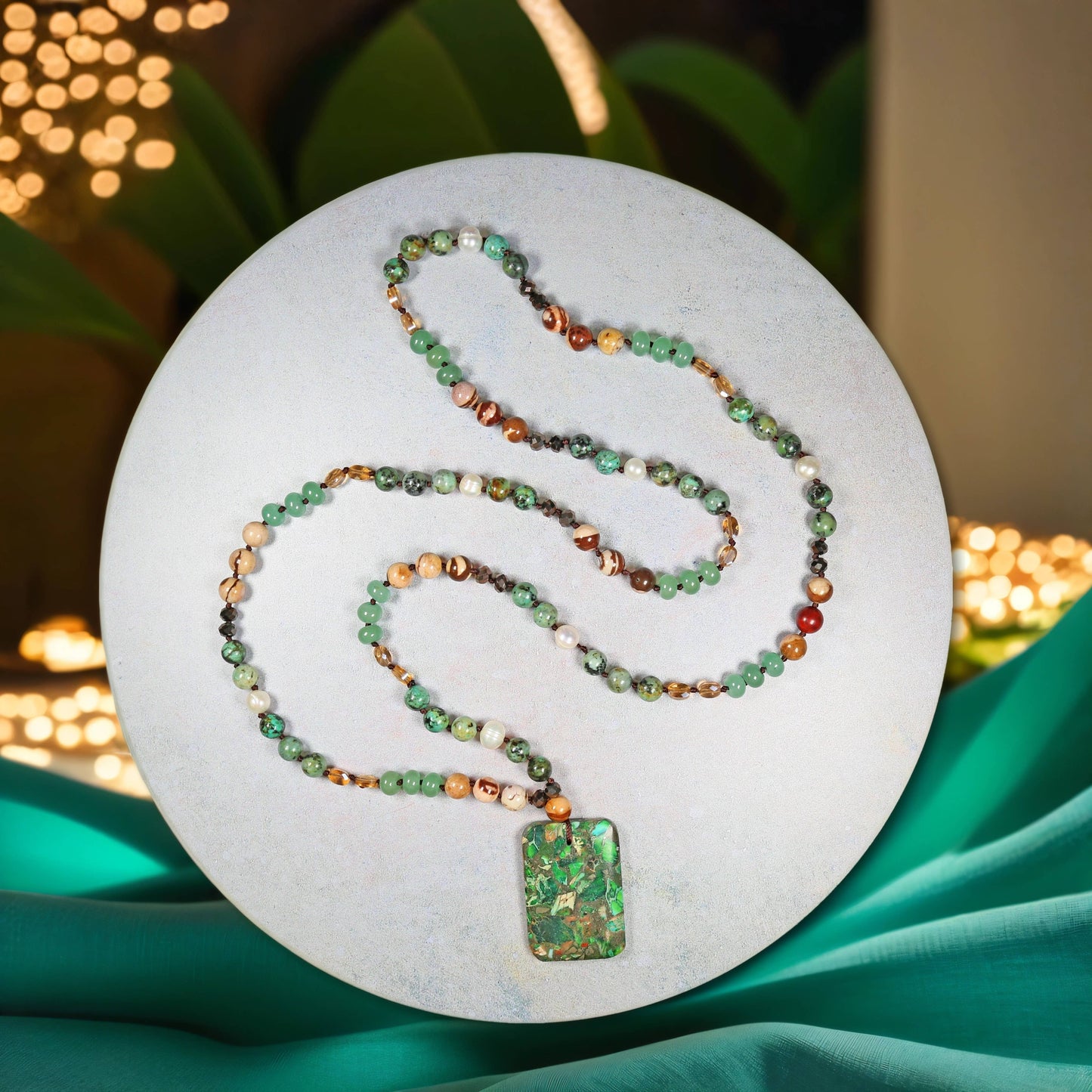 Multi-Gemstones Pendant Necklace.