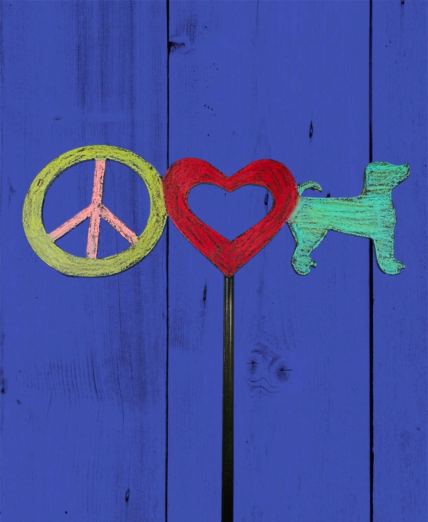 Peace sign plant stake dog garden stake Santa dog pet gifts