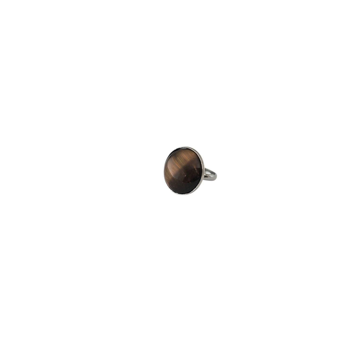 Tigers Eye & Stainless Adjustable Ring